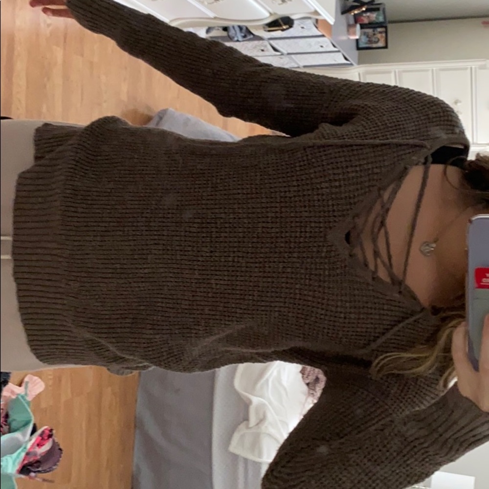 Comfy knit cross up sweater